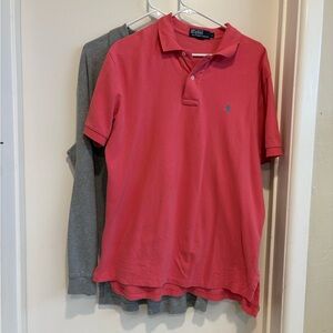 2 Polo by Ralph Lauren Men's Polo’s Coral with Teal Logo & Gray with Navy Logo